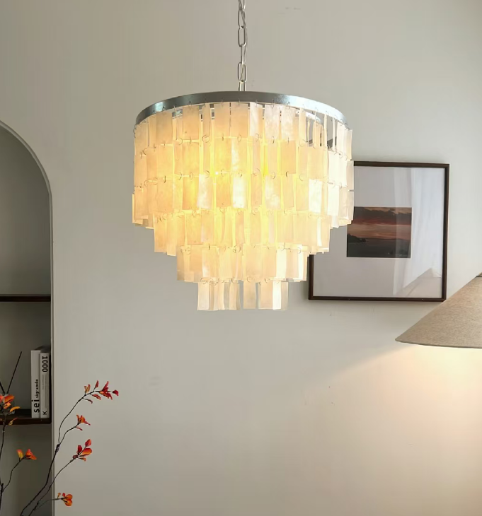 Maris Capiz Tiered Chandelier Glowryte