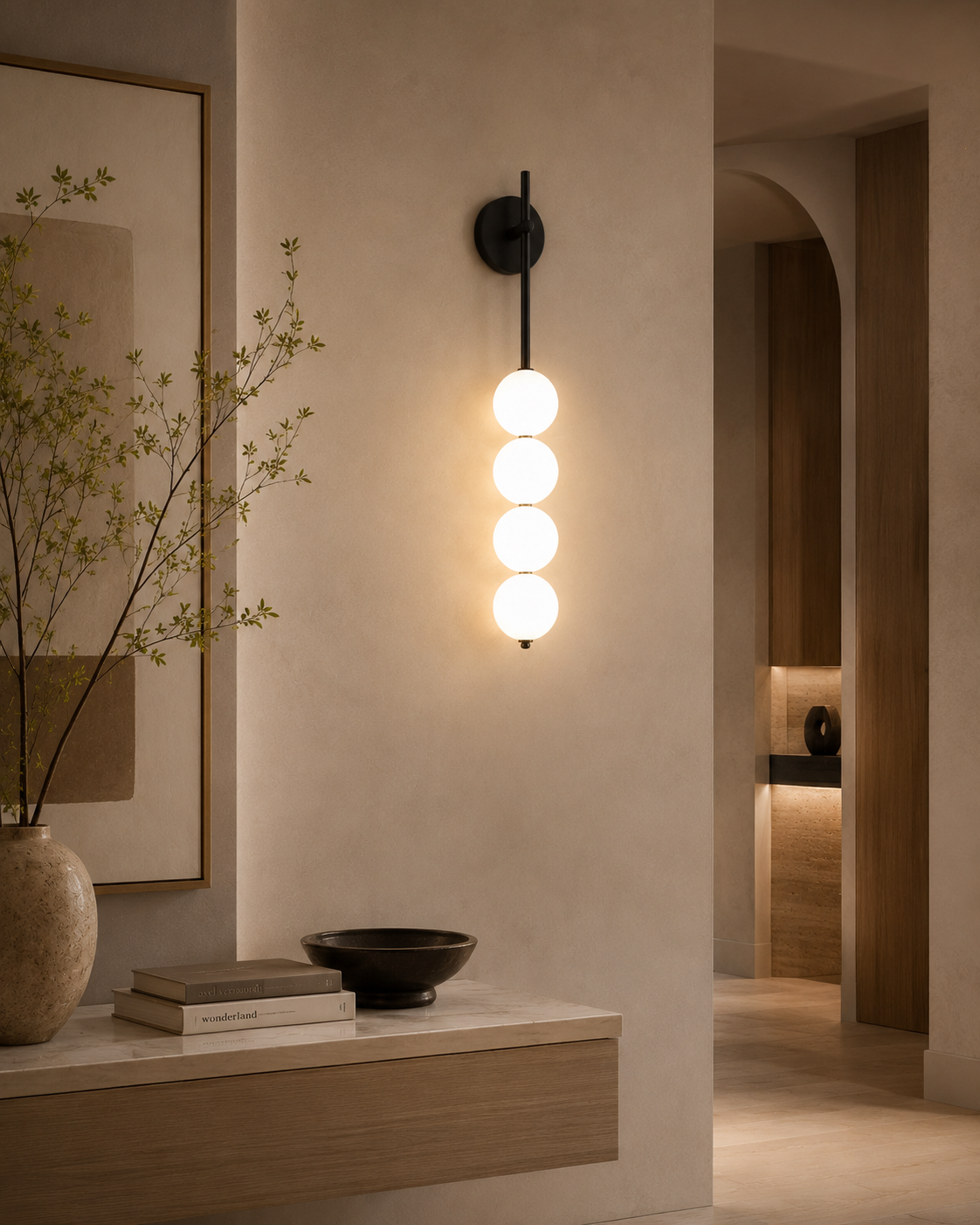 Auren Glass Wall Sconce 4 lights Black Glowryte