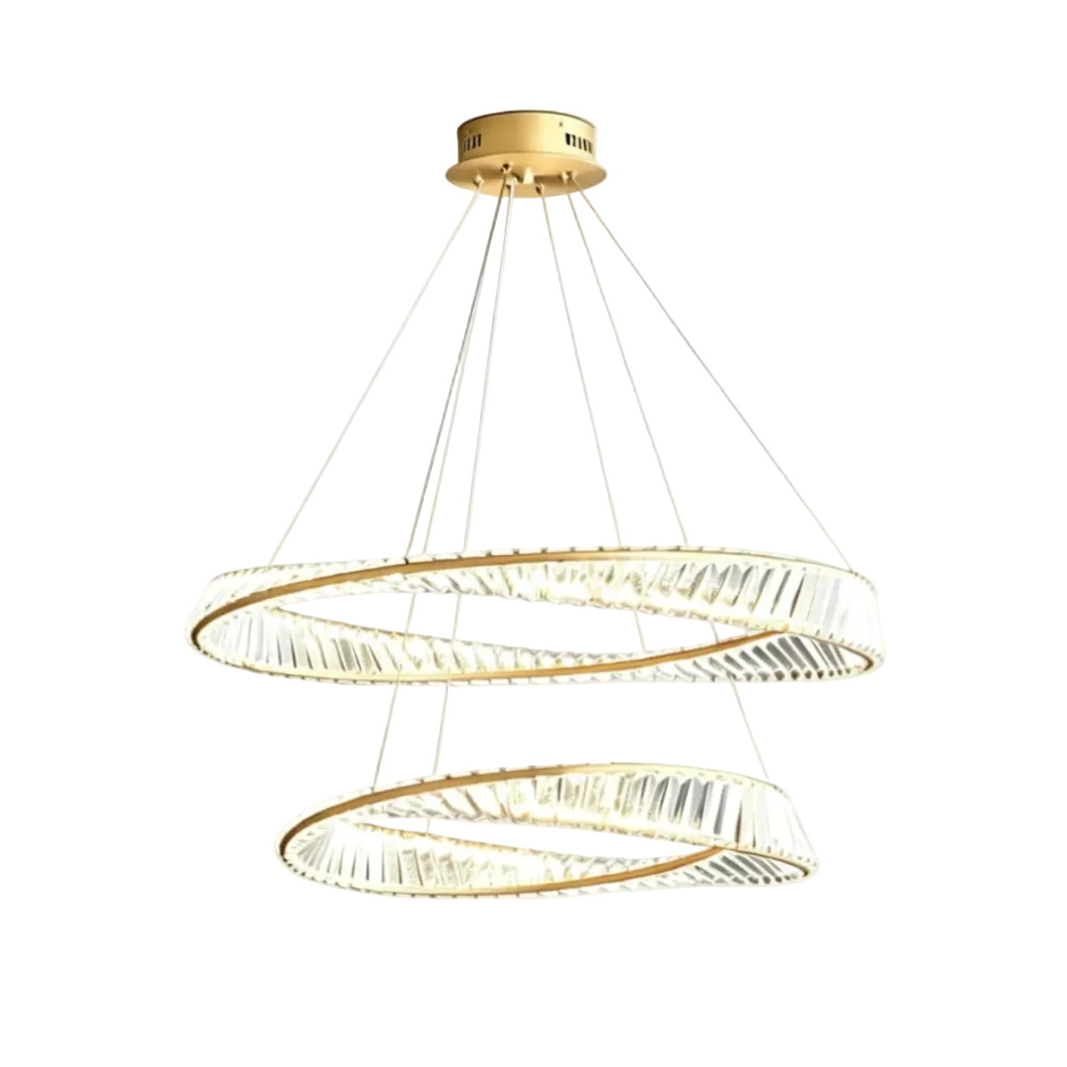 Vela Flow Chandelier Brass + Clear Lumiora