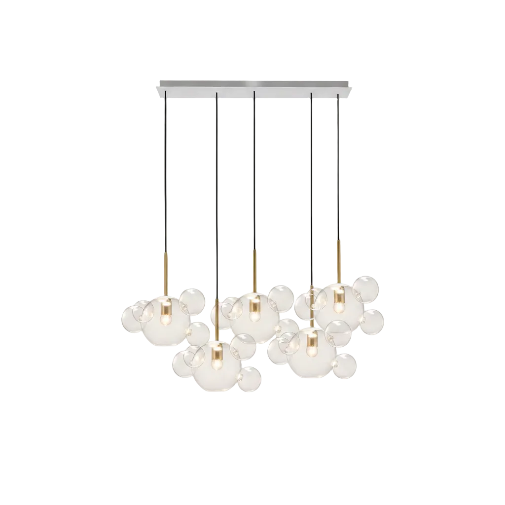 Cove Bubble Linear Chandelier 5 Lights-24 Bubbles Clear Glass Glowryte