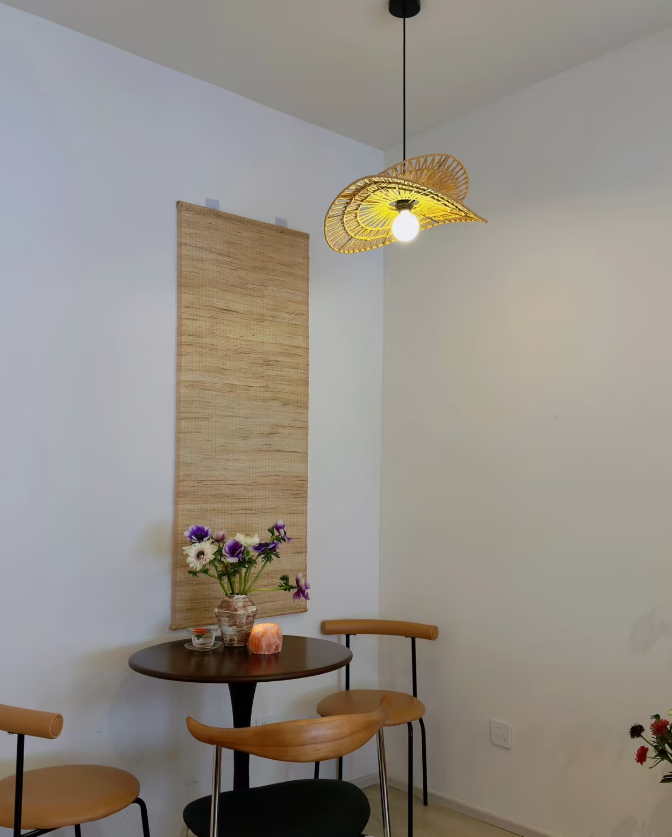 Natural Woven Fringe Pendant Light Glowryte