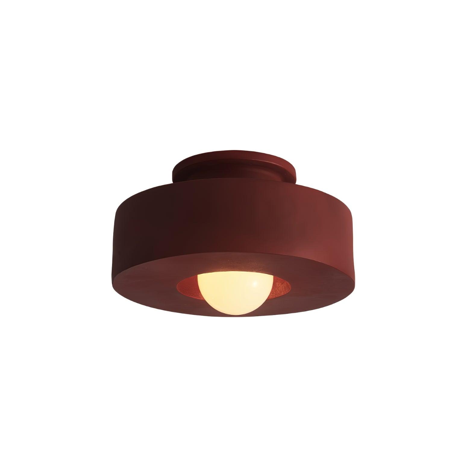 Orel Resin Flush Mount Dia 11.8" × H 5.9" (Dia 30 × H 15 cm) Brick Red Glowryte