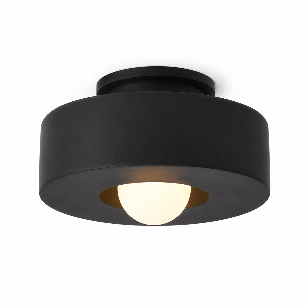 Orel Resin Flush Mount Dia 11.8" × H 5.9" (Dia 30 × H 15 cm) Black Glowryte