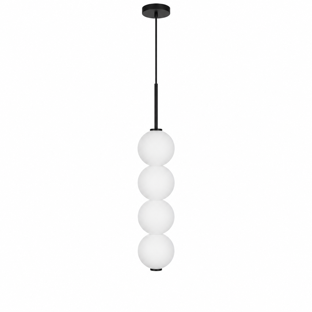 Elen Modern Pendant Light 4-Globes: L 17.7" × 3.9” (L 45 × W 10 cm) Black Glowryte