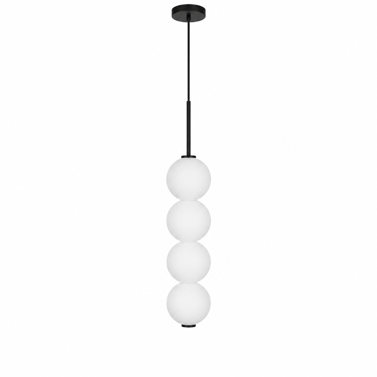 Elen Modern Pendant Light 4-Globes: L 17.7" × 3.9” (L 45 × W 10 cm) Black Glowryte