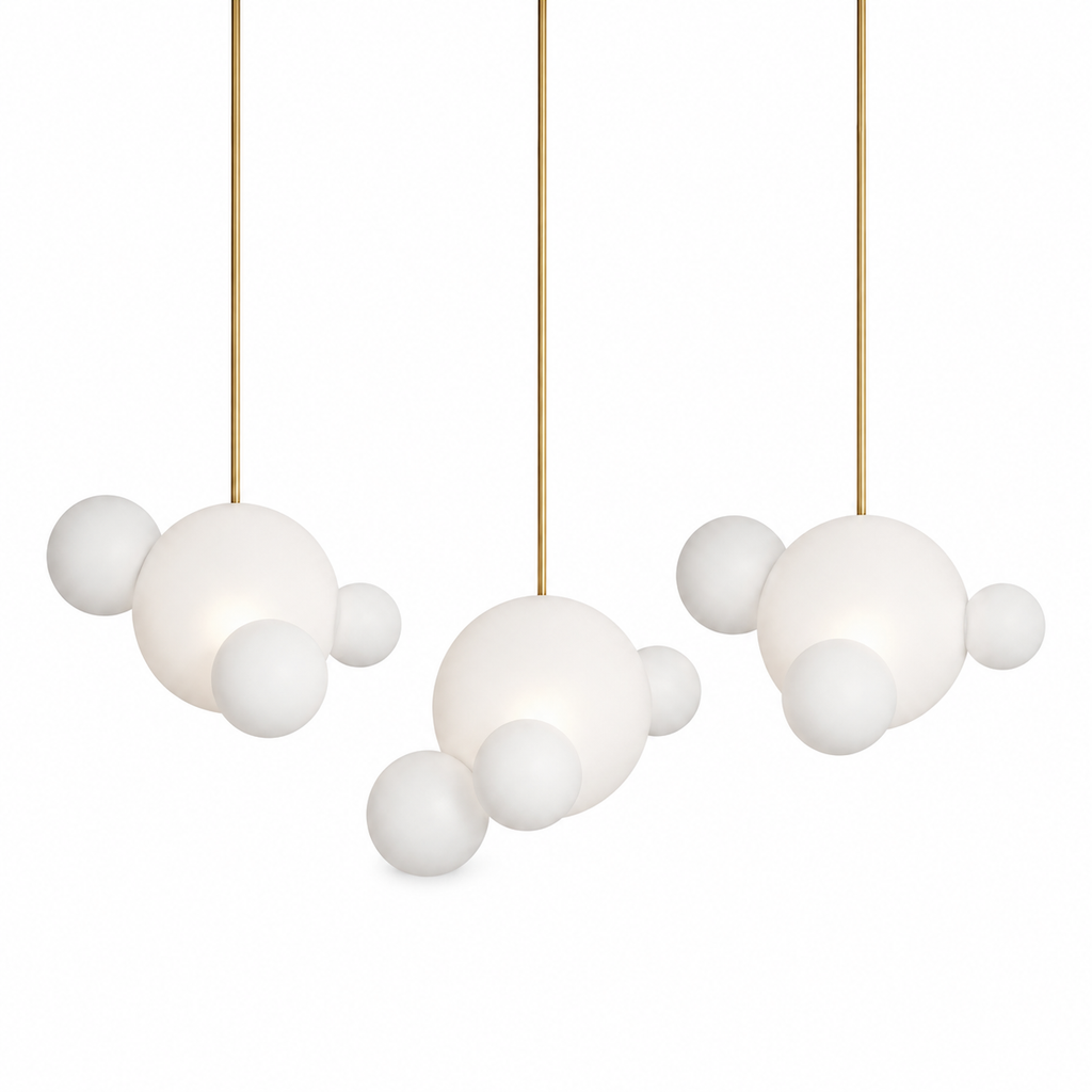 Cove Bubble Linear Chandelier 3 Lights-14 Bubbles Frosted Glass Glowryte