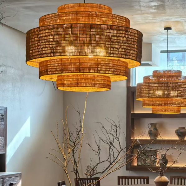 Kago Rattan Woven Pendant Light Glowryte