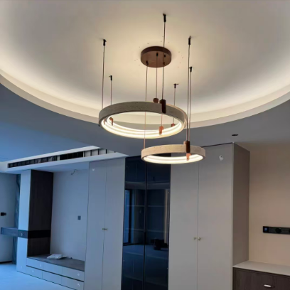 Strata Travertine Ring Chandelier Glowryte