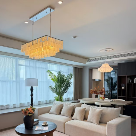 Shell Tiered Rectangle Chandelier Glowryte