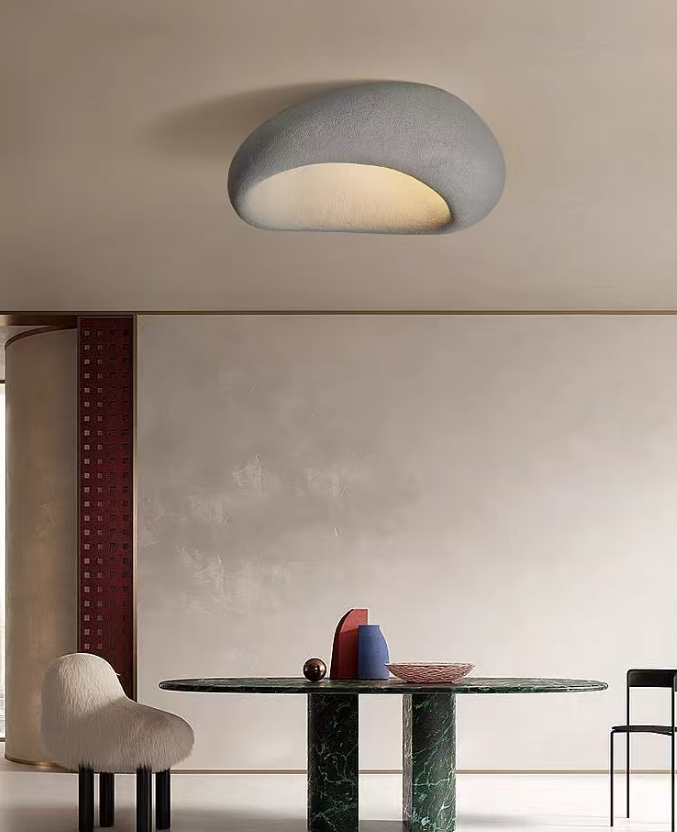 Pebble Plaster Flush Mount Ceiling Light Glowryte