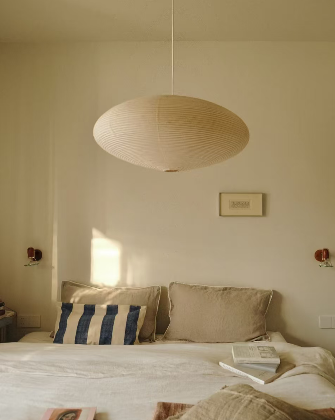 Akari Washi Rugby-style chandelier 19.7" × 9.8"(50cm × 25 cm) White Glowryte