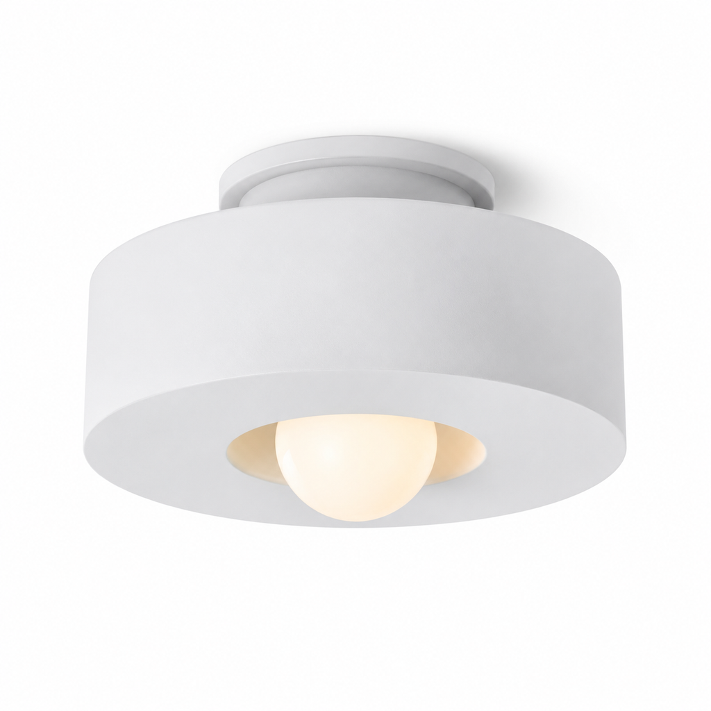 Orel Resin Flush Mount Dia 11.8" × H 5.9" (Dia 30 × H 15 cm) White Glowryte