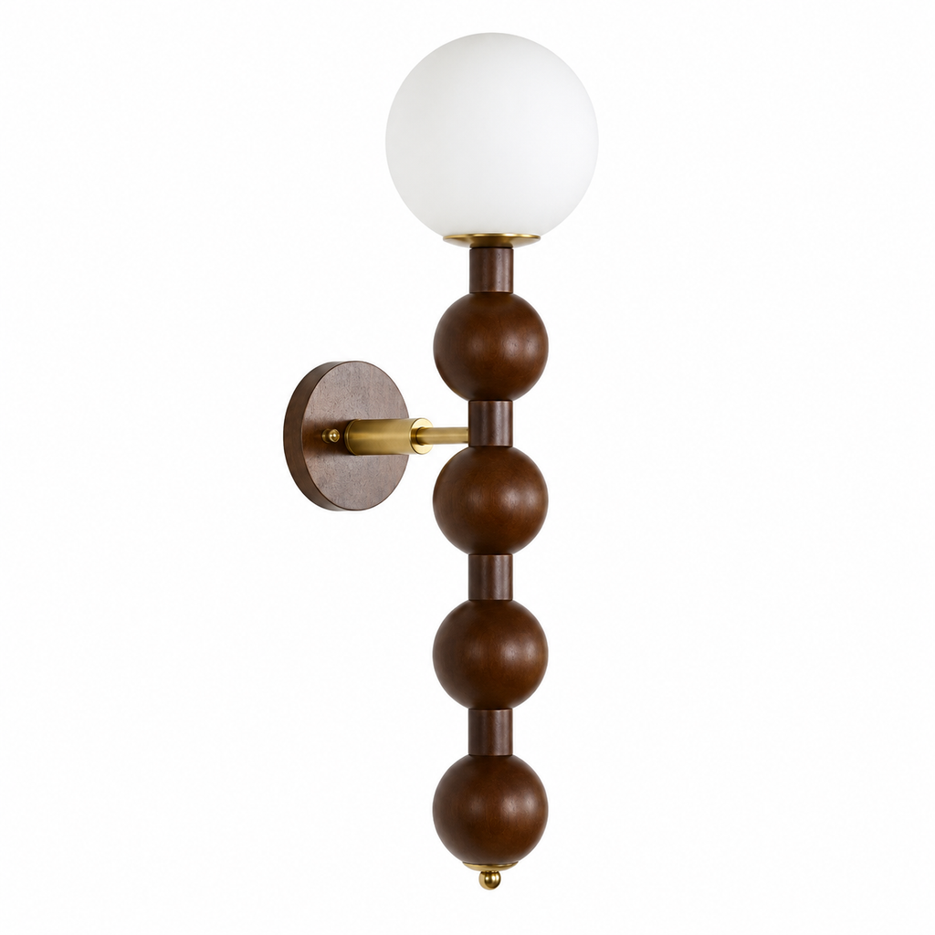 Bubbly Beaded Globe Wall Lamp W5.9"× D3.9" × H23.6" × BDia 9.1"(W15 × D 10 × H 60 × BDia 23 cm) Wood grain Glowryte