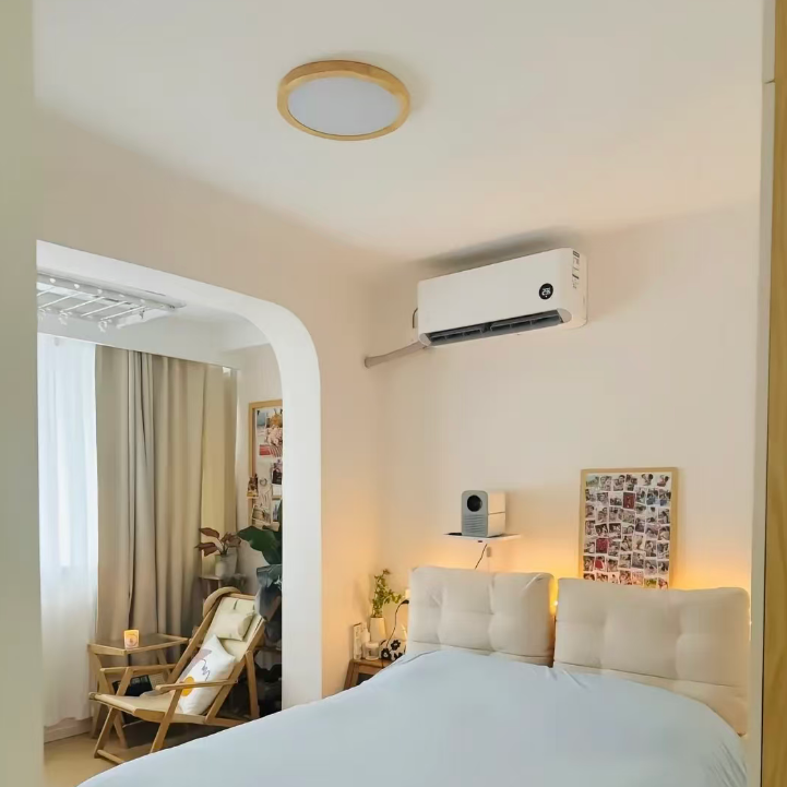 Round Wood Flush Mount Ceiling Light Glowryte