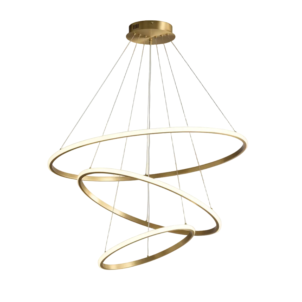Vela Ring Chandelier Dia 31.5"+23.6"+15.8" × H 5.6" (Dia 80+60+40 × 14 cm) -3 Tiers Brass Glowryte