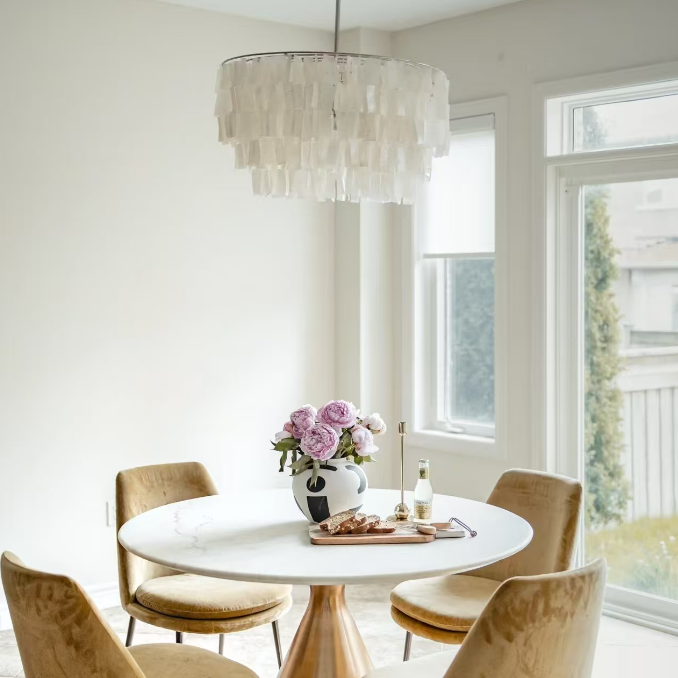 Maris Capiz Tiered Chandelier Glowryte