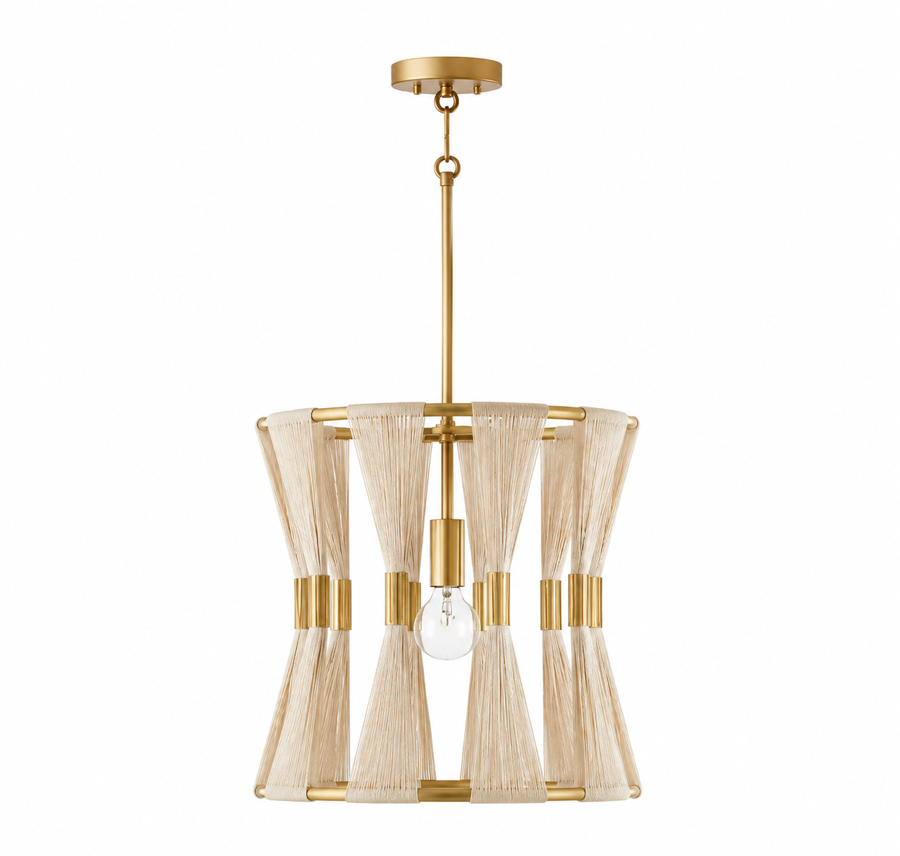 White Slatted Hourglass Pendant Light Dia 12.25" × H 14" (Dia 31 × H 35.5 cm) White Glowryte