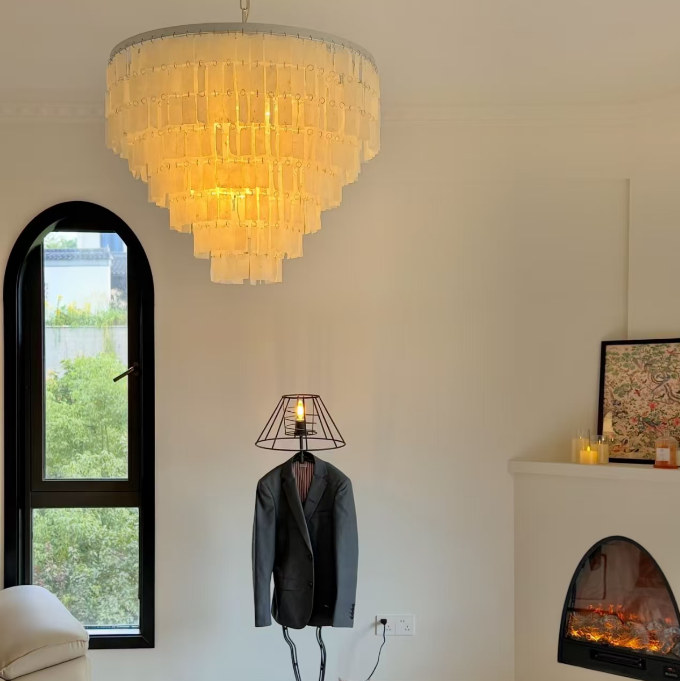 Maris Capiz Tiered Chandelier Glowryte