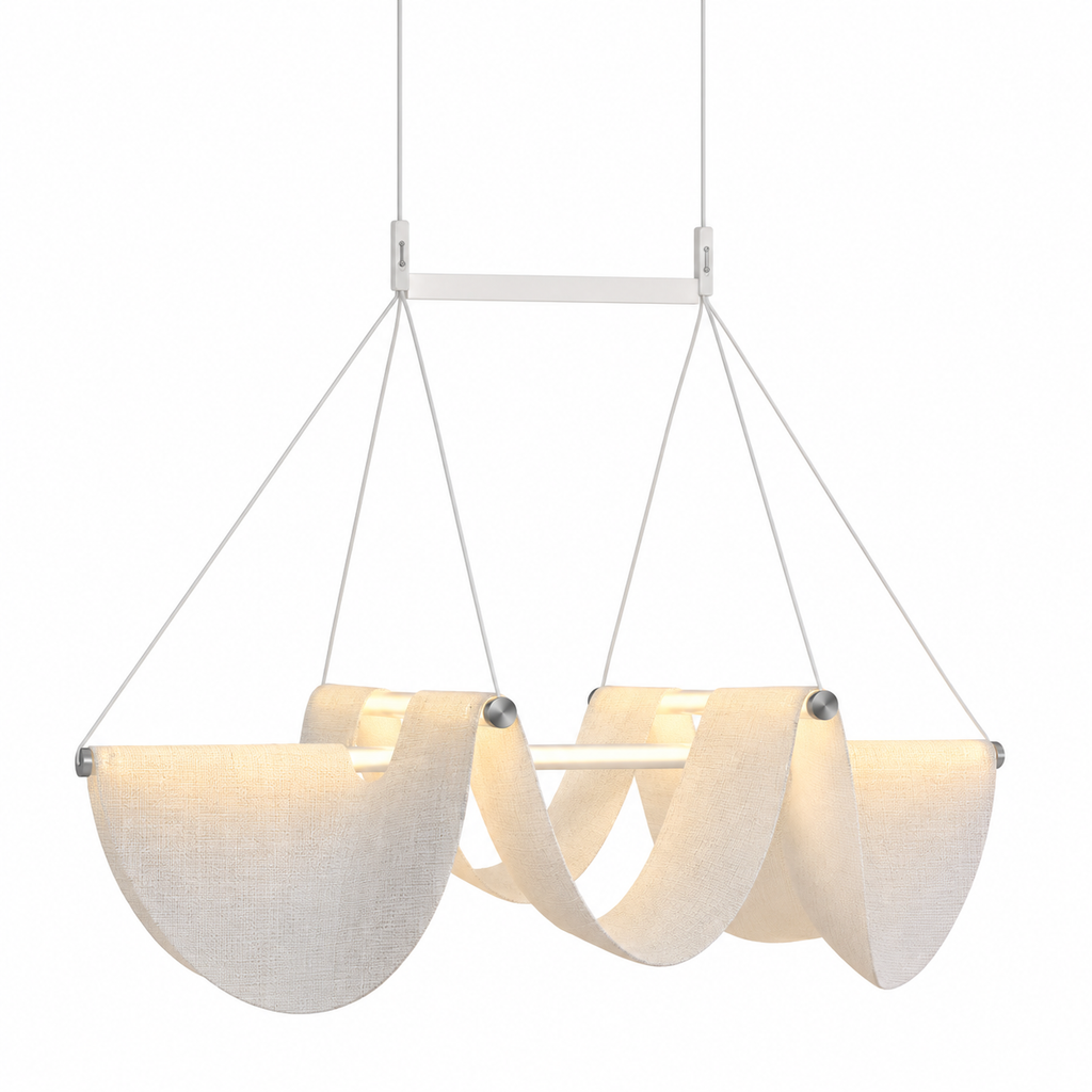 Aeris Sculptural Curved Pendant Light Large: L 46.5" × W 30.7" × H 35.8" (118 × 78 × 91 cm) Glowryte