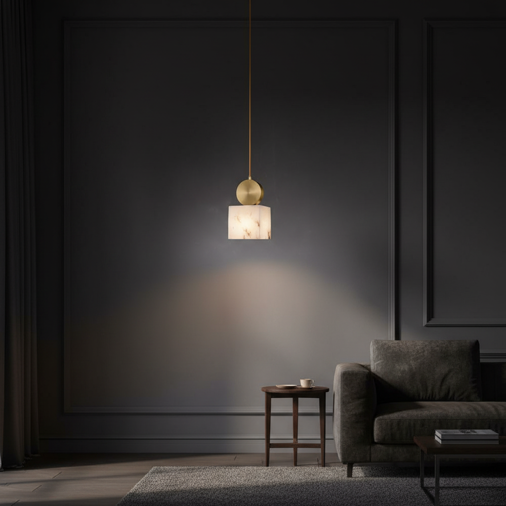 Luma Cube Alabaster Pendant Light Glowryte