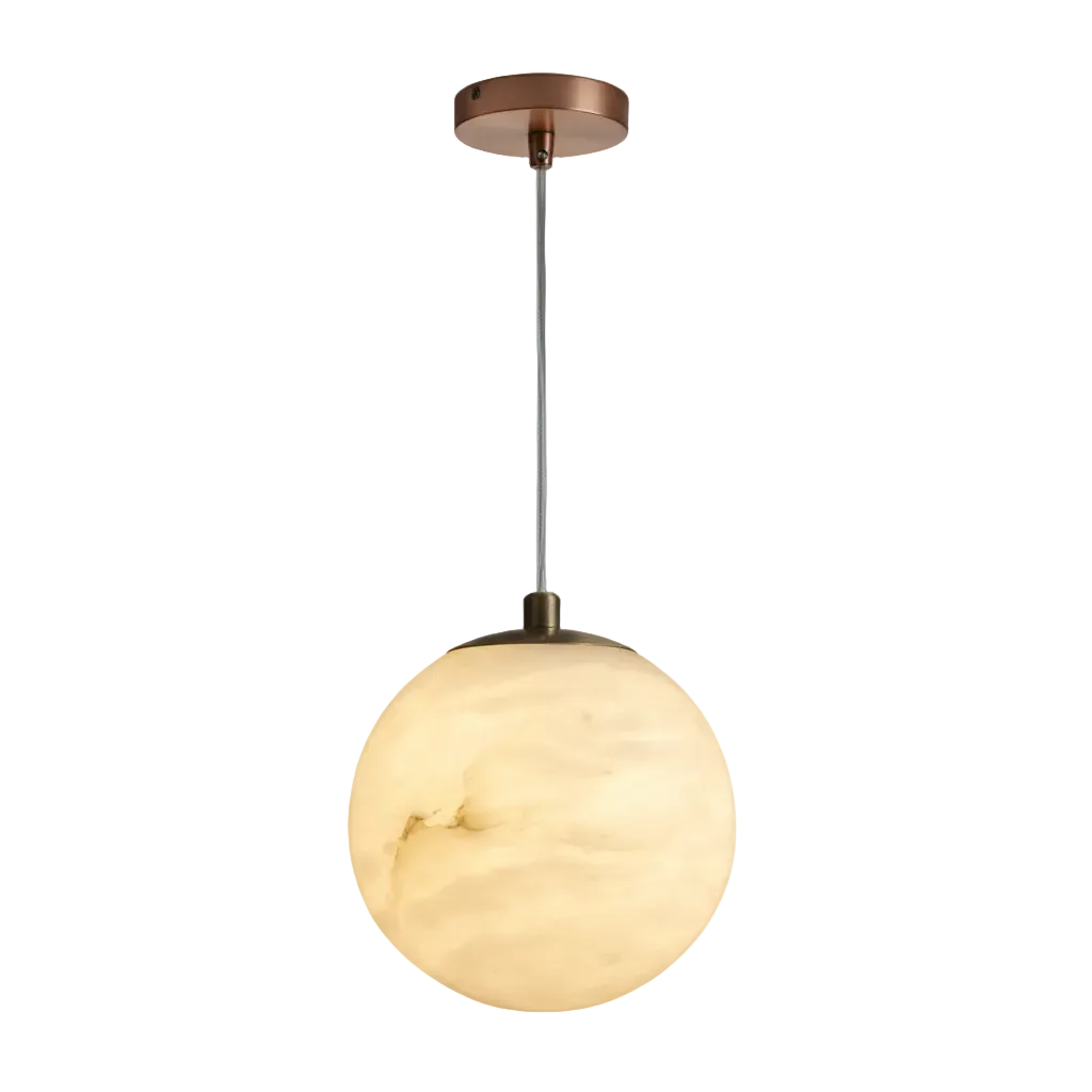Luma Globe Pendant Dia 4.7" × H 5.5" (Dia 12 × H 14 cm) Brass + White Glowryte