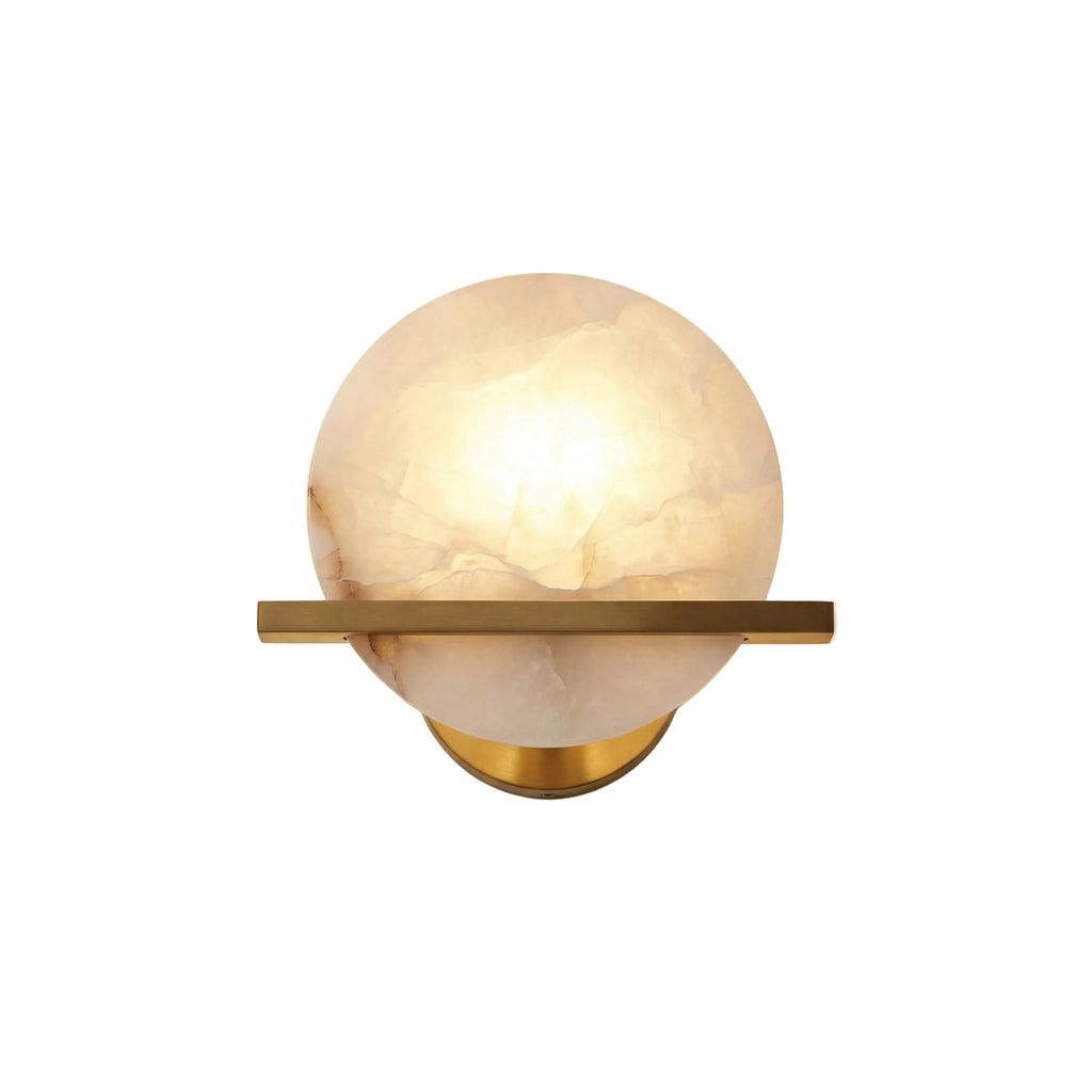 Luma Globe Sconce Dia 9.8" × H 5.9" (Dia 25 × H 15 cm) Brass + White Glowryte
