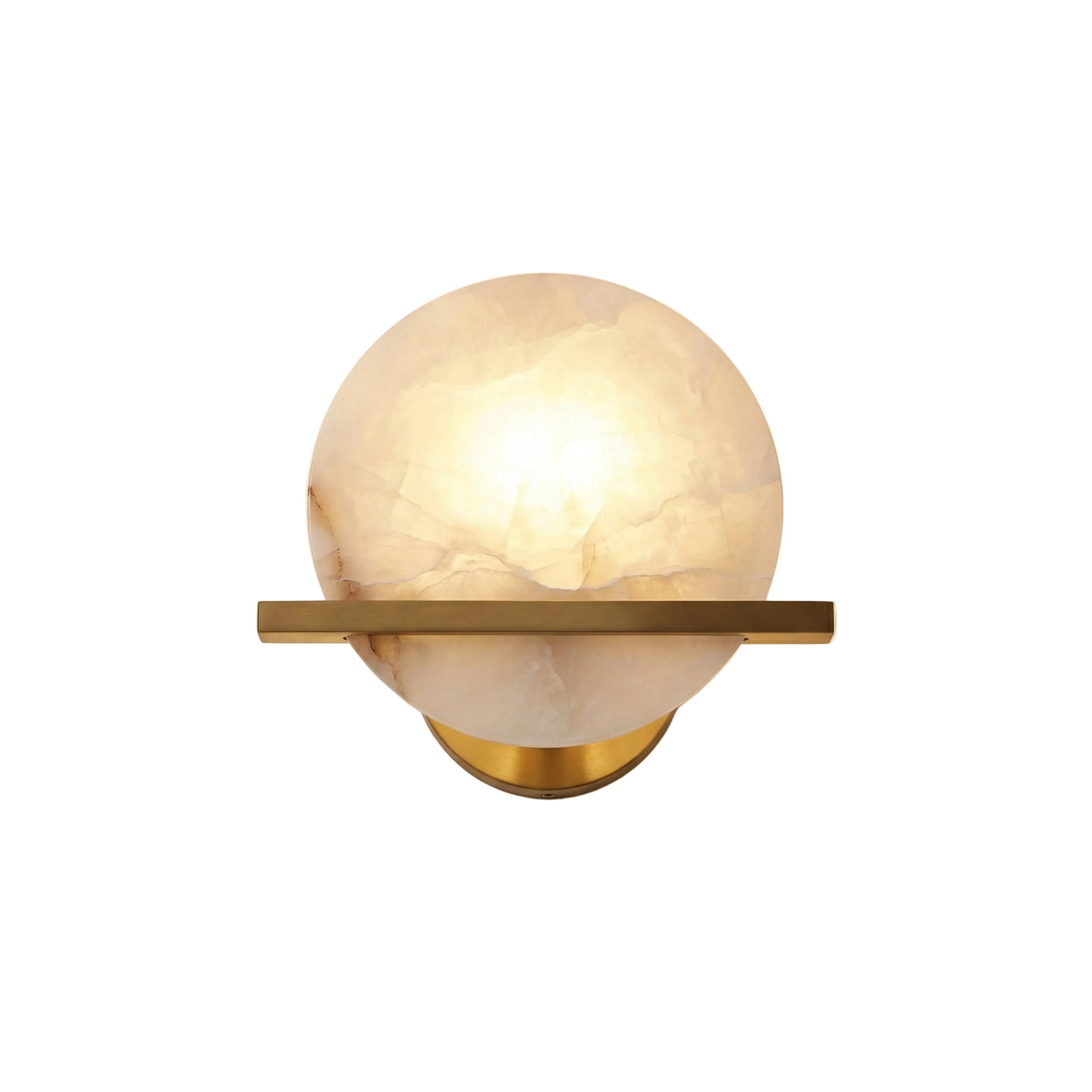 Luma Globe Sconce Dia 9.8" × H 5.9" (Dia 25 × H 15 cm) Brass + White Glowryte