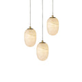 Luma Oval Pendant Dia 4.7" × H 8.2" (Dia 12 × H 21 cm) Brass + White Glowryte