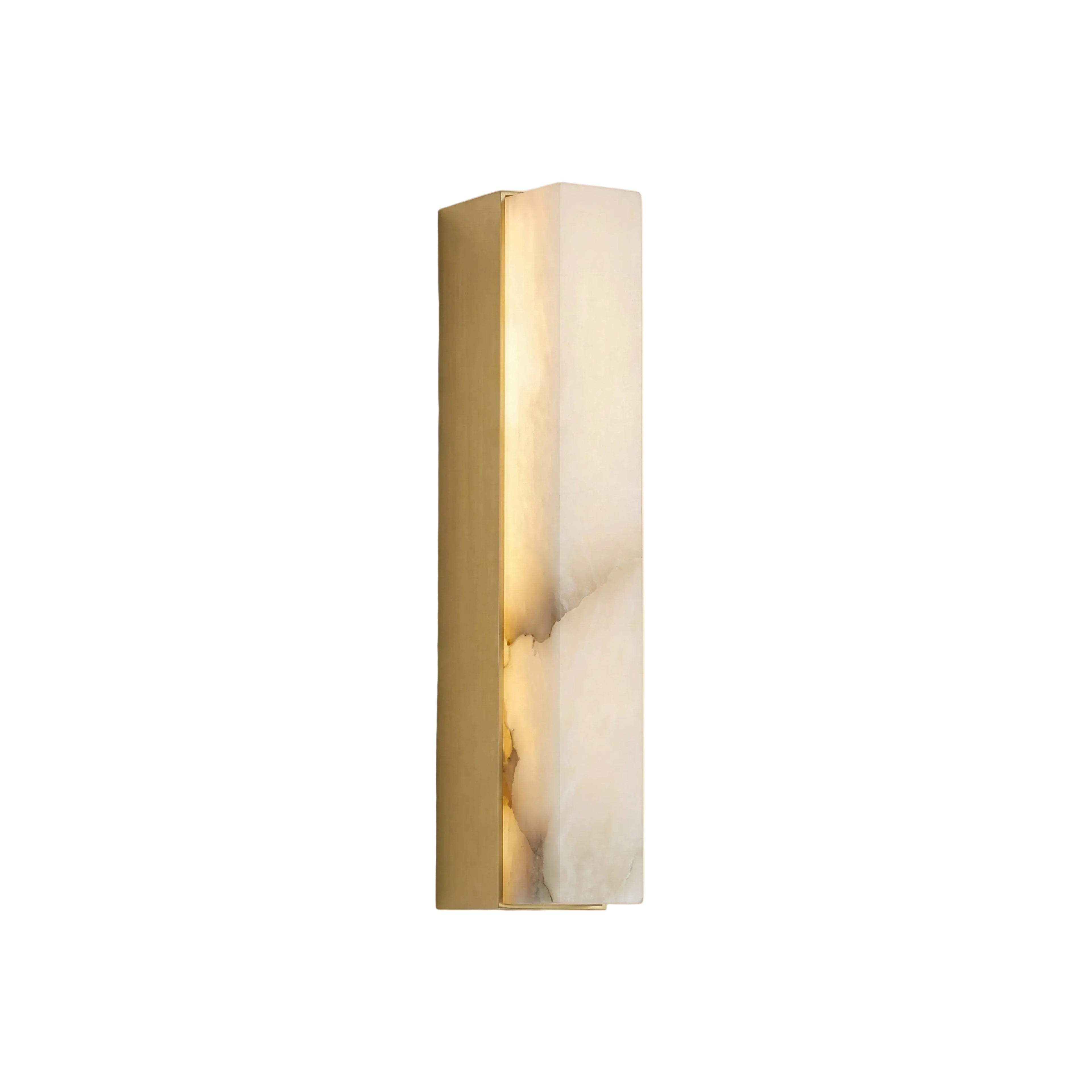 Luma Tall Sconce L 1.9" × W 2.7" × H 11.8" (L 5 × W 7 × H 30 cm) Brass + White Glowryte