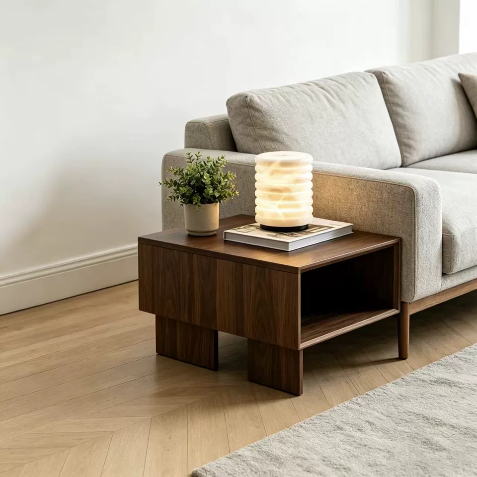 Living Space Sofa Side Warm Amber Glow