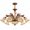 American Vintage Rose Blossom Chandelier 6-Light: Dia 28.7" × H 16.3" (Dia 73 × H 41.5 cm) Glowryte
