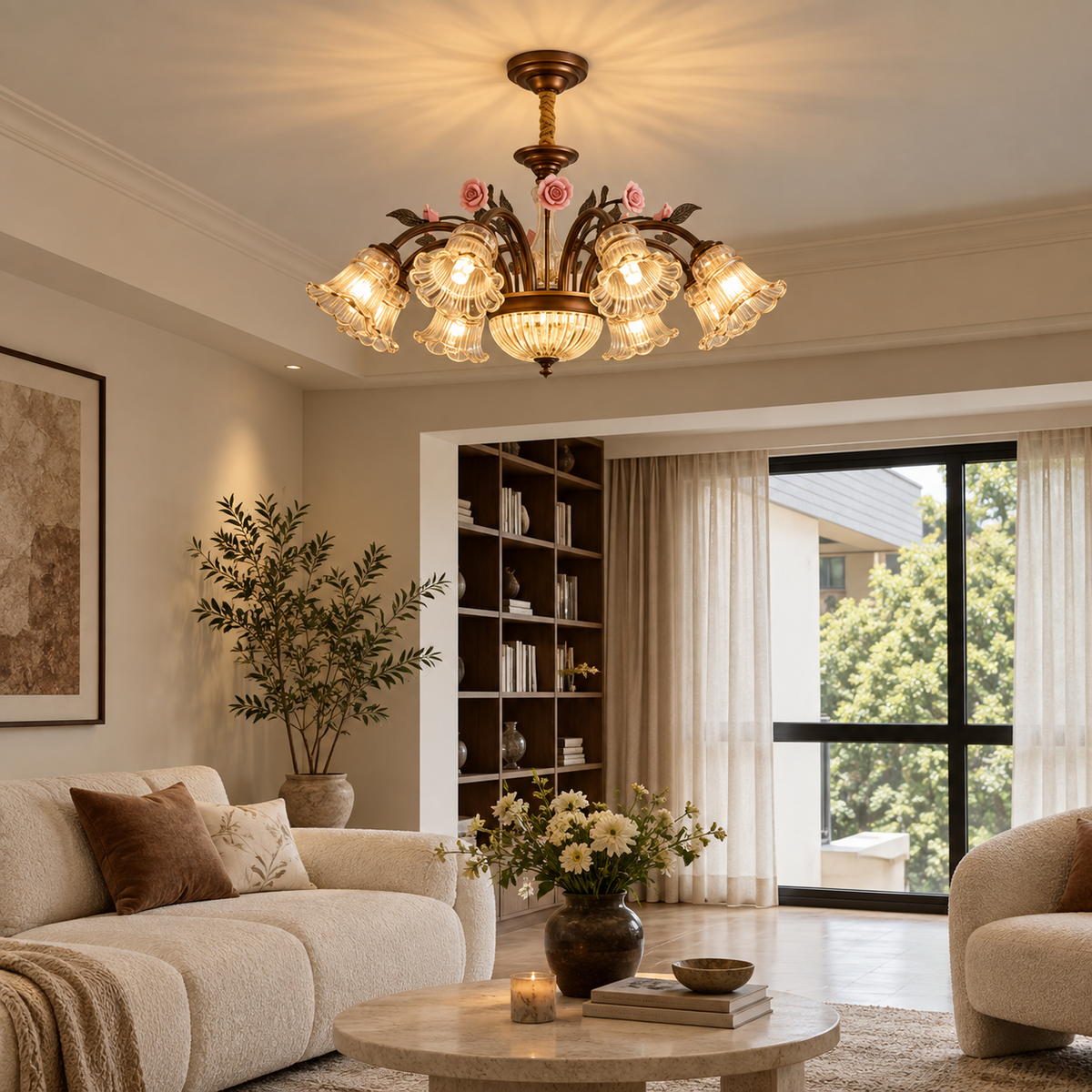 American Vintage Rose Blossom Chandelier Glowryte
