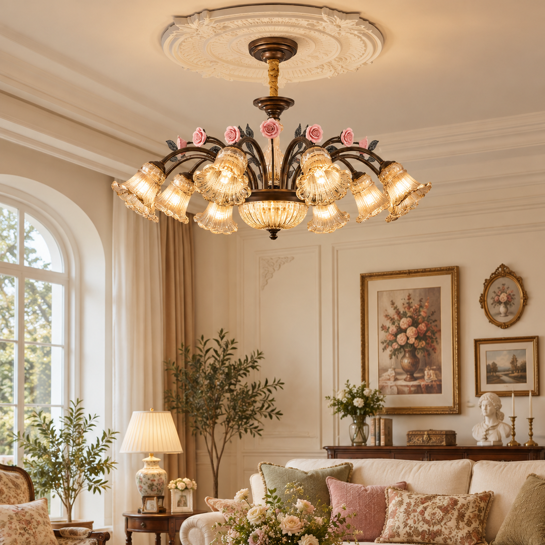 American Vintage Rose Blossom Chandelier Glowryte