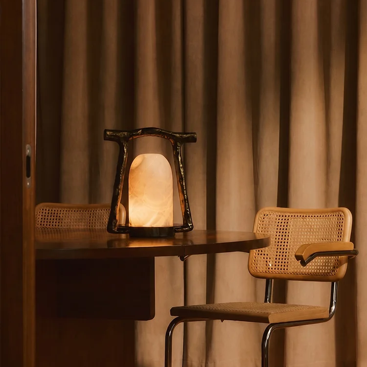 Arden Sculptural Alabaster Cordless Table Lamp Glowryte