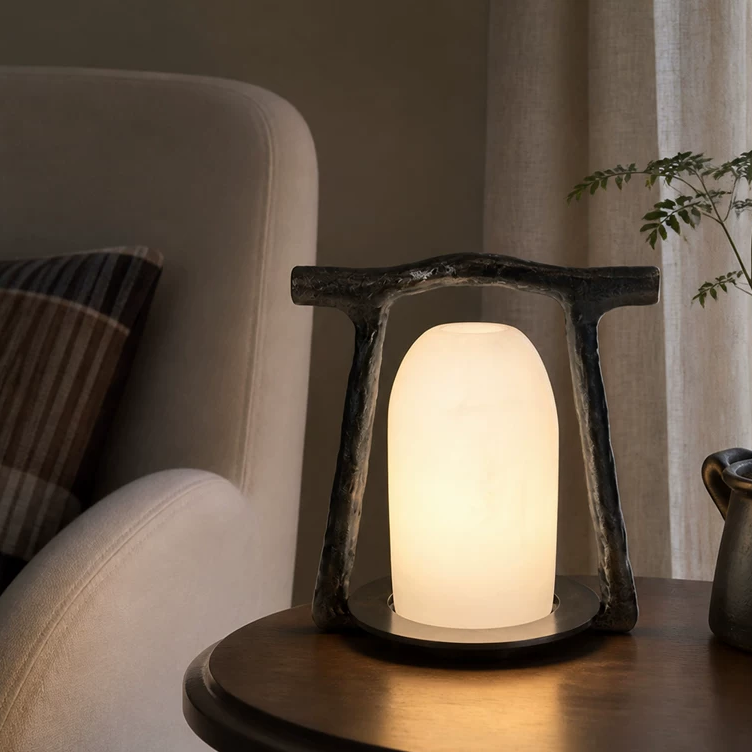 Arden Sculptural Alabaster Cordless Table Lamp Glowryte