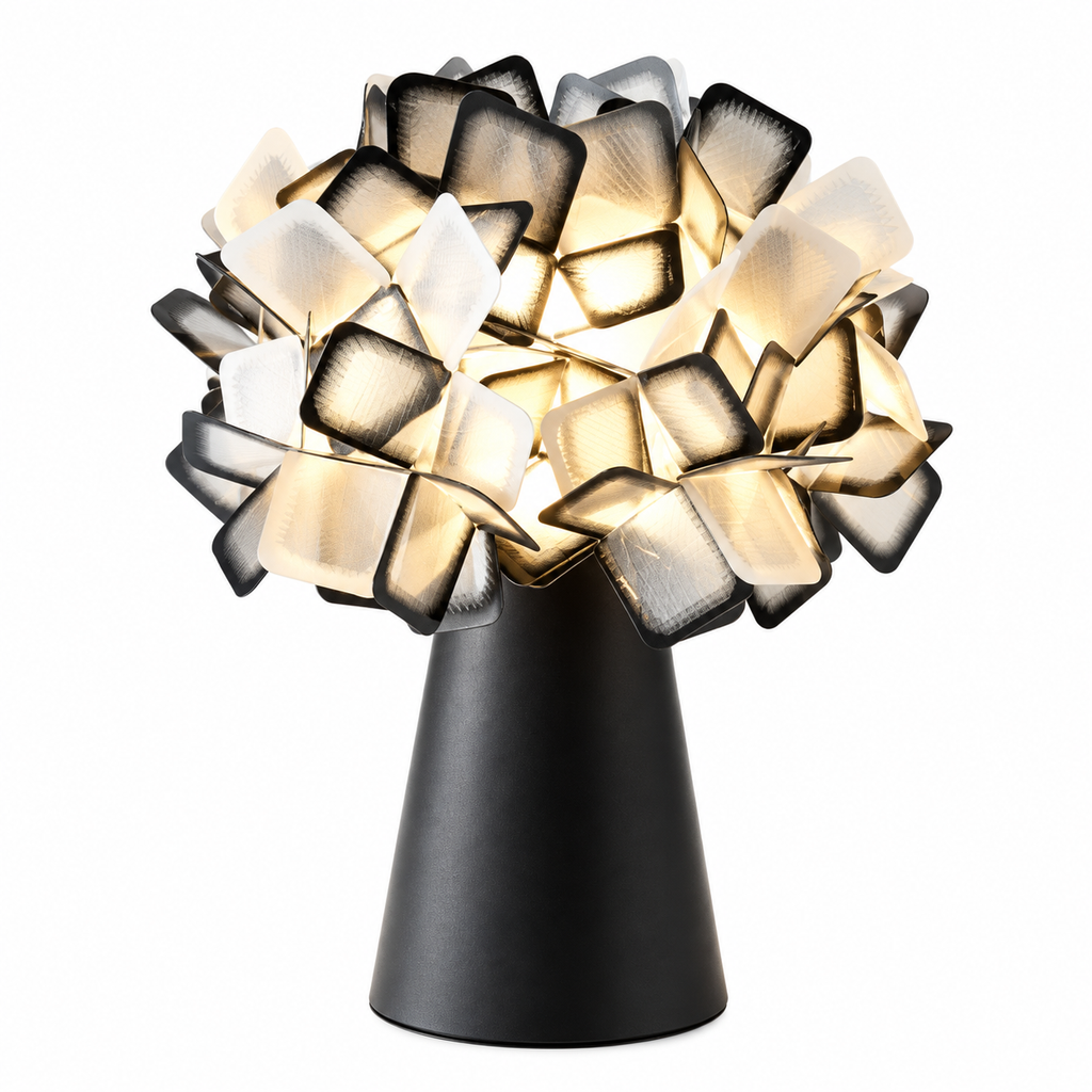 Asteria Geometric Blossom Table Lamp Black Glowryte