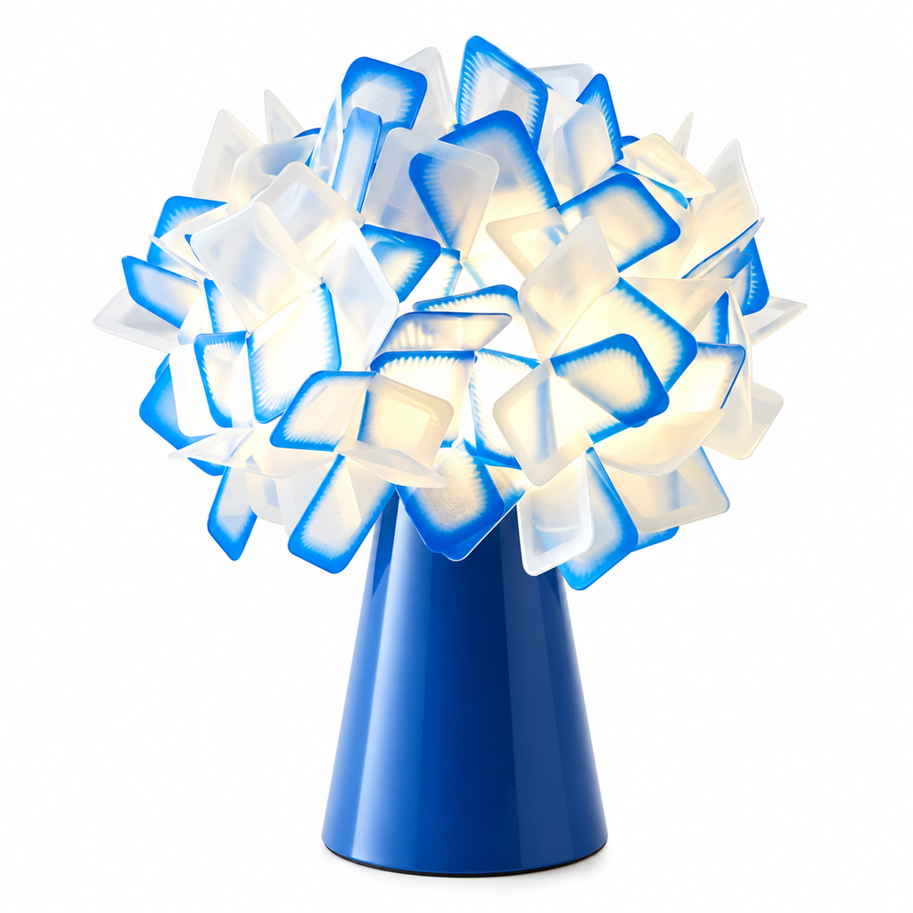 Asteria Geometric Blossom Table Lamp Blue Glowryte