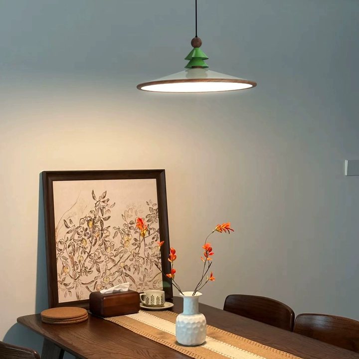 Astrid Pine-Topped Cone Pendant Light Glowryte