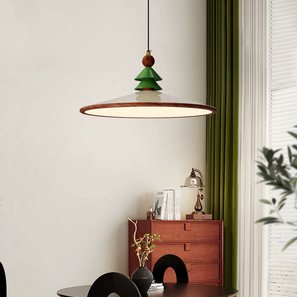 Astrid Pine-Topped Cone Pendant Light Glowryte