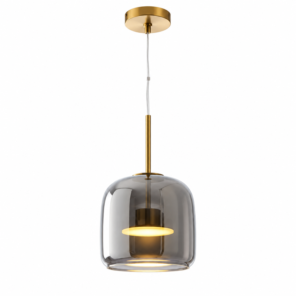 Aura Glass Pendant Light Smoke Grey Glowryte