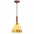 Bellerose Spindle Glass Mini Pendant Light Walnut Wood Glowryte