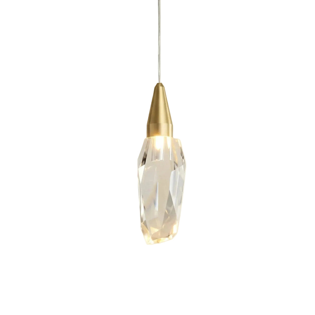 Celeste Teardrop Pendant D 3.3" × H 10.8" (D 8.5 × H 27.5 cm) Brass + Clear Glowryte