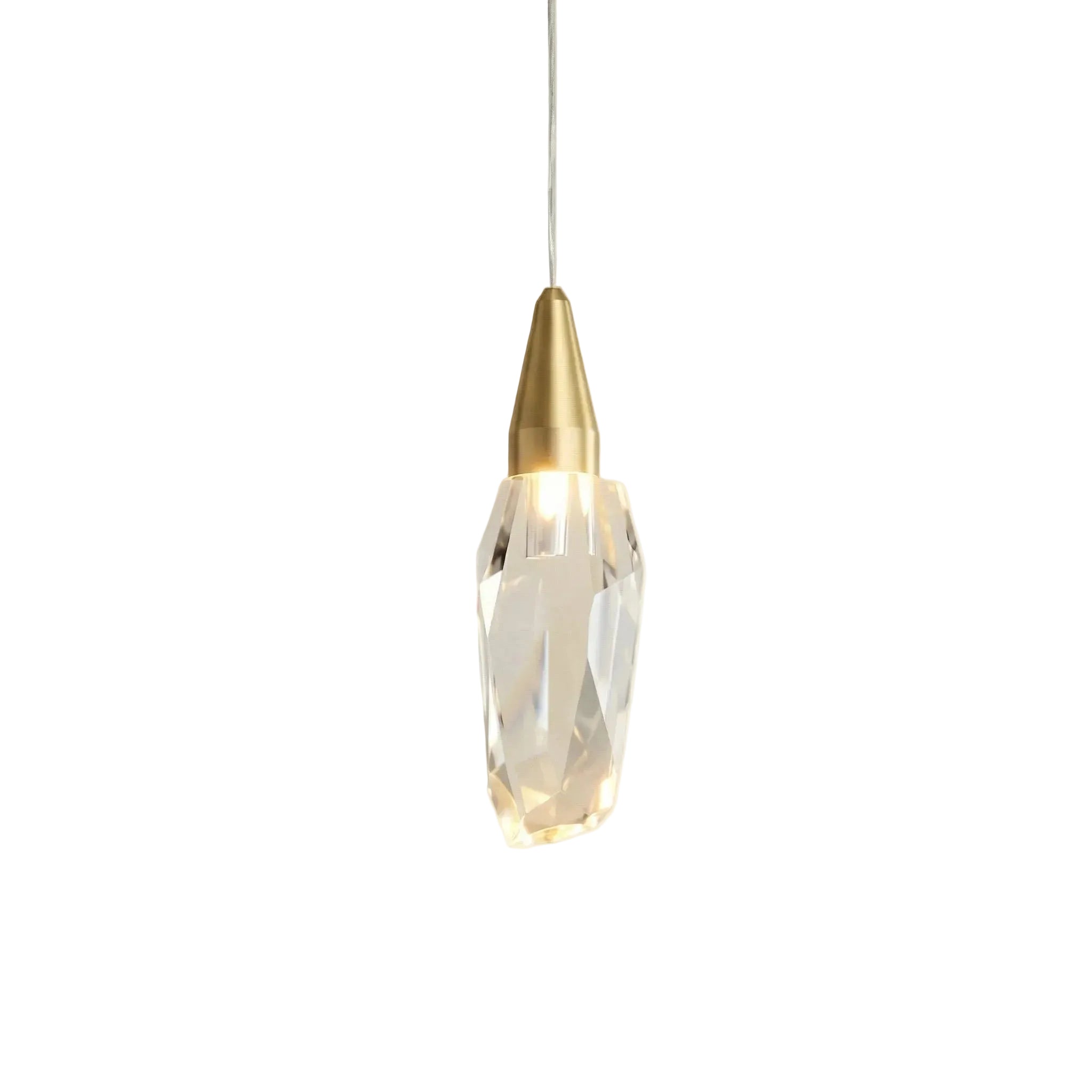 Celeste Teardrop Pendant D 3.3" × H 10.8" (D 8.5 × H 27.5 cm) Brass + Clear Glowryte