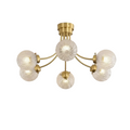 Mira Multi-Head Semi-Flush 6-Light: D 25.6" × H 17.7" (D 65 × H 45 cm) -E12 Brass + Clear Glowryte