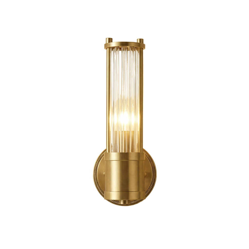 Elden Rod Sconce 1-Head: L 4.7" × W 6.3" × H 11.8" (L 12 × W 16 × H 30 cm) Brass + Clear Glowryte