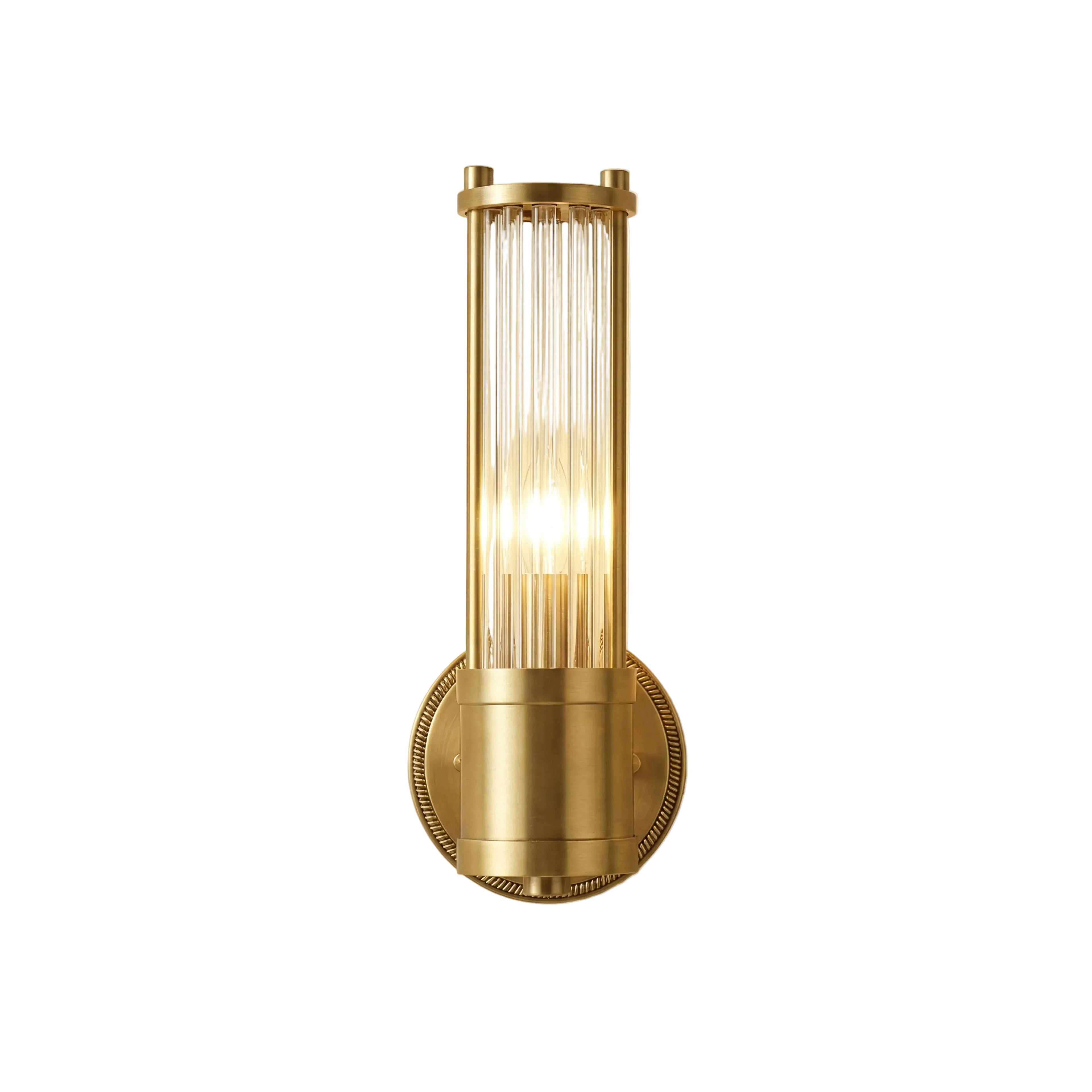 Elden Rod Sconce 1-Head: L 4.7" × W 6.3" × H 11.8" (L 12 × W 16 × H 30 cm) Brass + Clear Glowryte