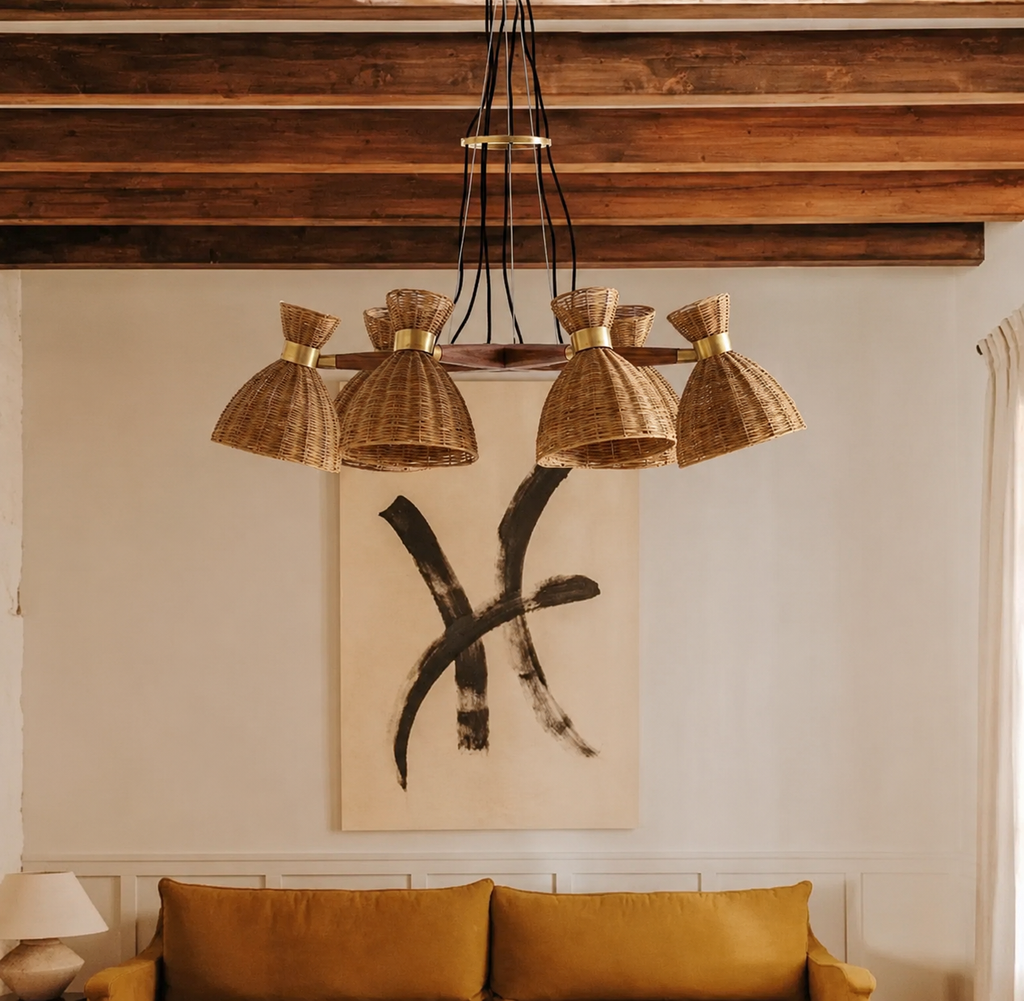 Brume Rattan Cluster Chandelier Glowryte