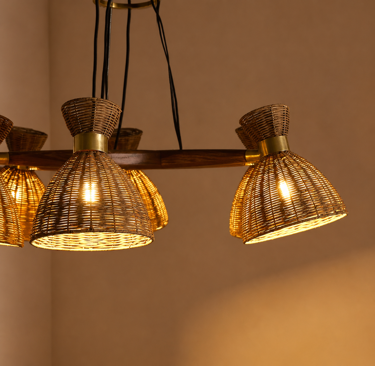 Brume Rattan Cluster Chandelier Glowryte