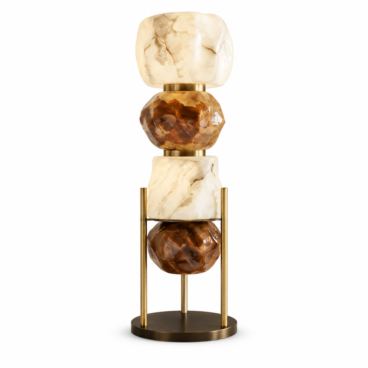 Cairn Stacked Resin Totem Floor Lamp 4-Light: Dia 15.0" × H 43.3" (Dia 38 × H 110 cm) Glowryte