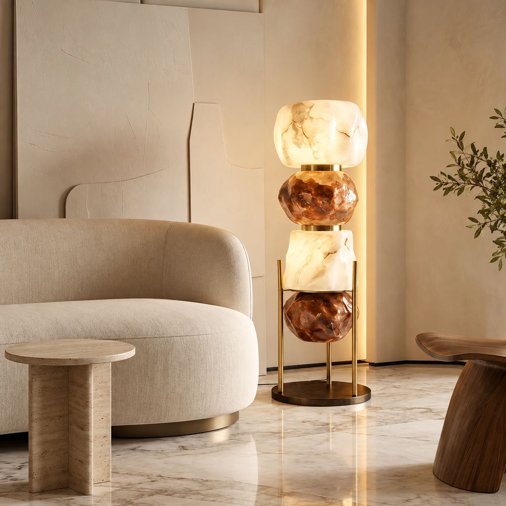 Cairn Stacked Resin Totem Floor Lamp Glowryte